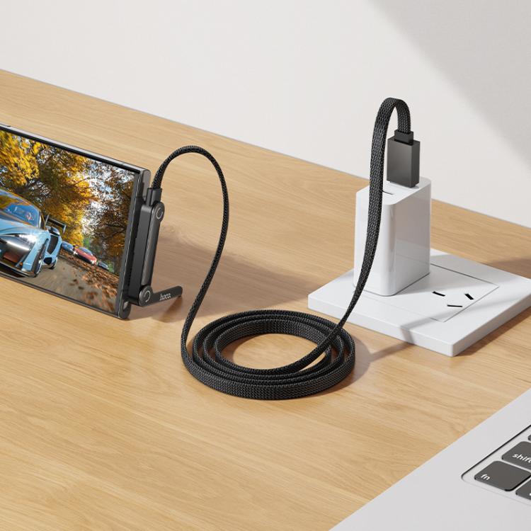 hoco U150 3A USB to Type-C Charging Cable with Stand, Length: 1.2m - Black