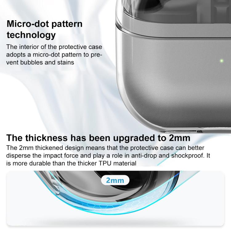 For Samsung Galaxy Buds3 / 3 Pro / 3 FE XDcase Transparent TPU Earbud Case with Silver Hook
