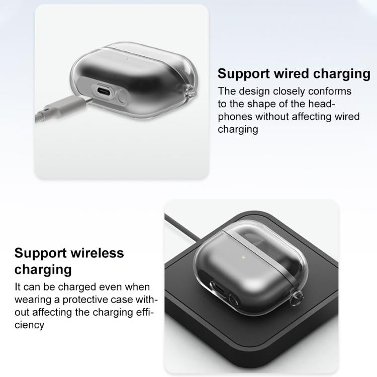For Samsung Galaxy Buds3 / 3 Pro / 3 FE XDcase Transparent TPU Earbud Case with Silver Hook