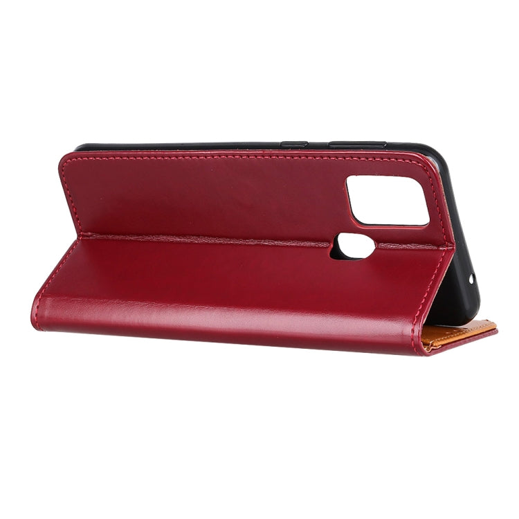 For OPPO Realme 7i 3-Color Pearl Texture Magnetic Buckle Horizontal Flip PU Leather Case with Card Slots & Wallet & Holder