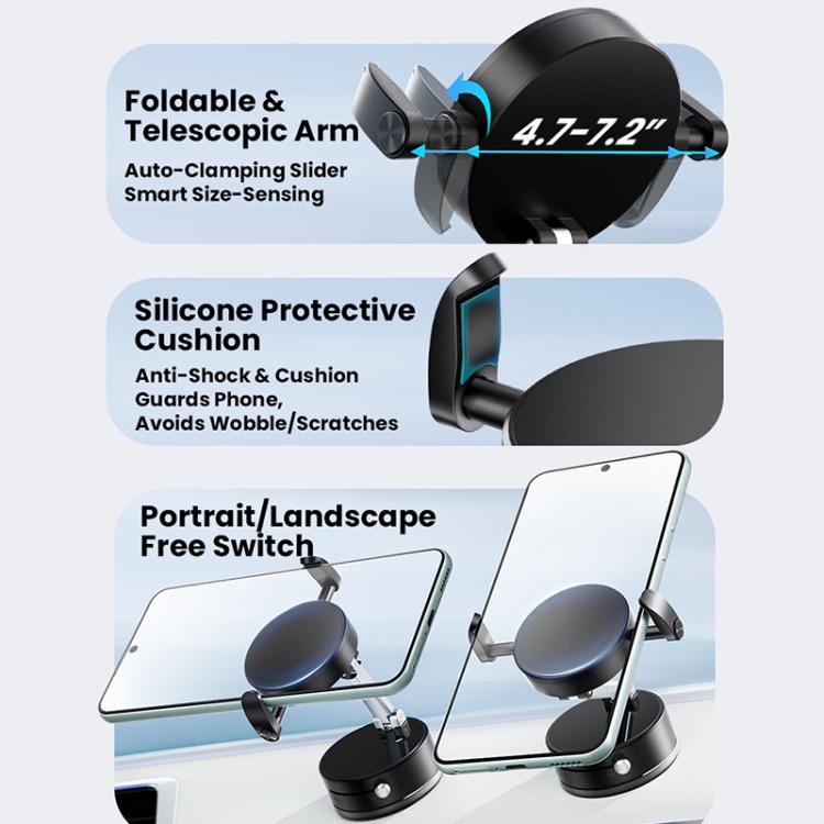 A9 Pro Foldable Clamp-type Nano Vacuum Magnetic 360-degree Rotation Car Phone Holder