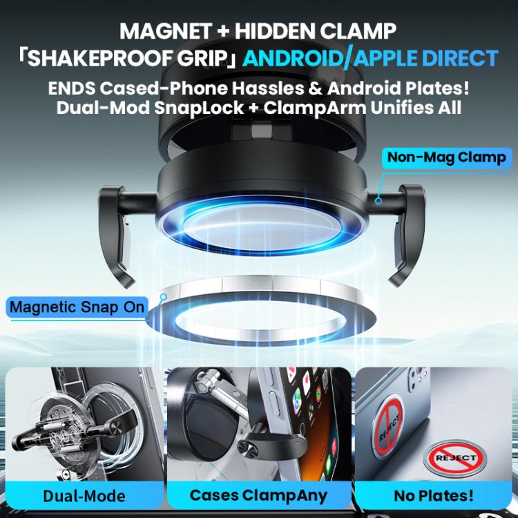 A9 Pro Foldable Clamp-type Nano Vacuum Magnetic 360-degree Rotation Car Phone Holder