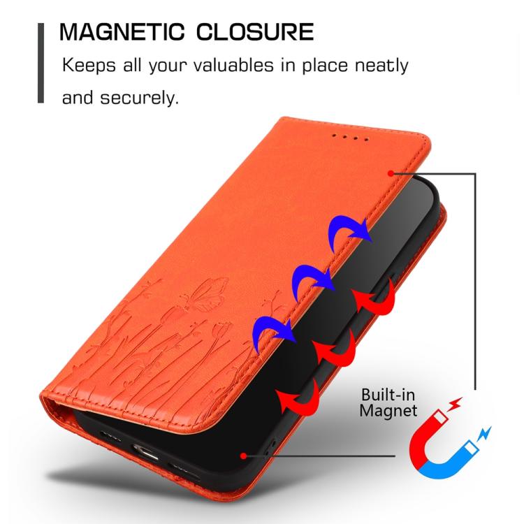For OnePlus 15 Tulips Butterfly Pattern Magnetic Vegan Leather Phone Case