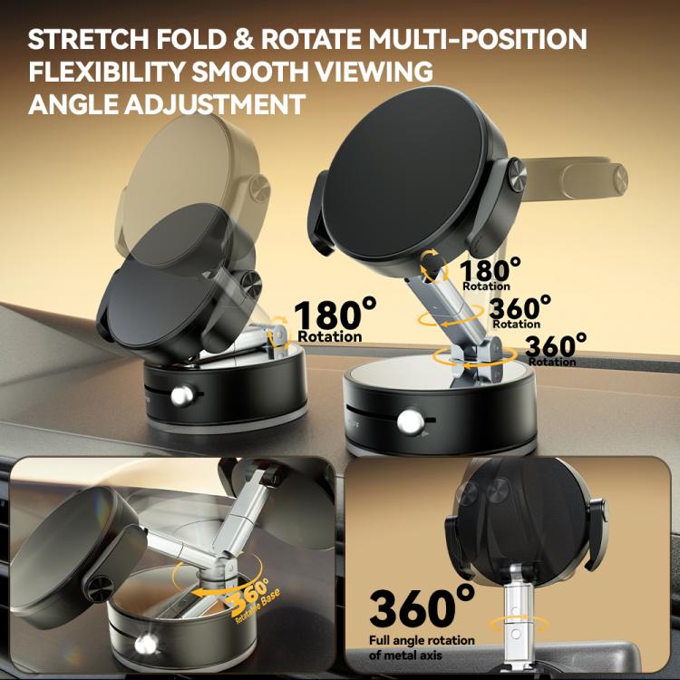 A9 Foldable Clamp-type Vacuum Magnetic 360-degree Rotation Car Phone Holder