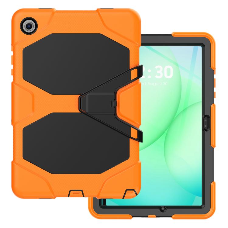 For Samsung Galaxy A11+ / A9+ Colorful Silicone Hybrid PC Tablet Case with V-Type Holder & Film