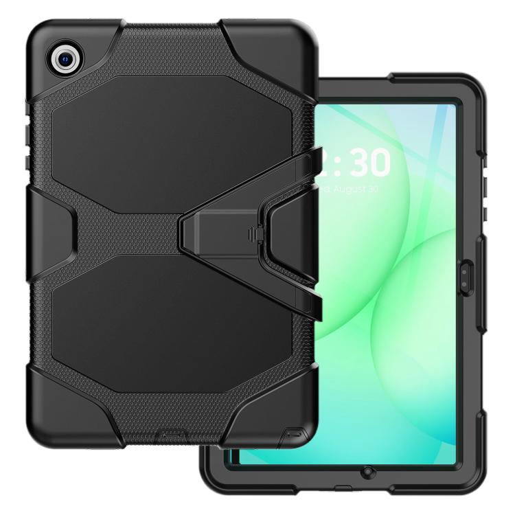 For Samsung Galaxy A11+ / A9+ Colorful Silicone Hybrid PC Tablet Case with V-Type Holder & Film