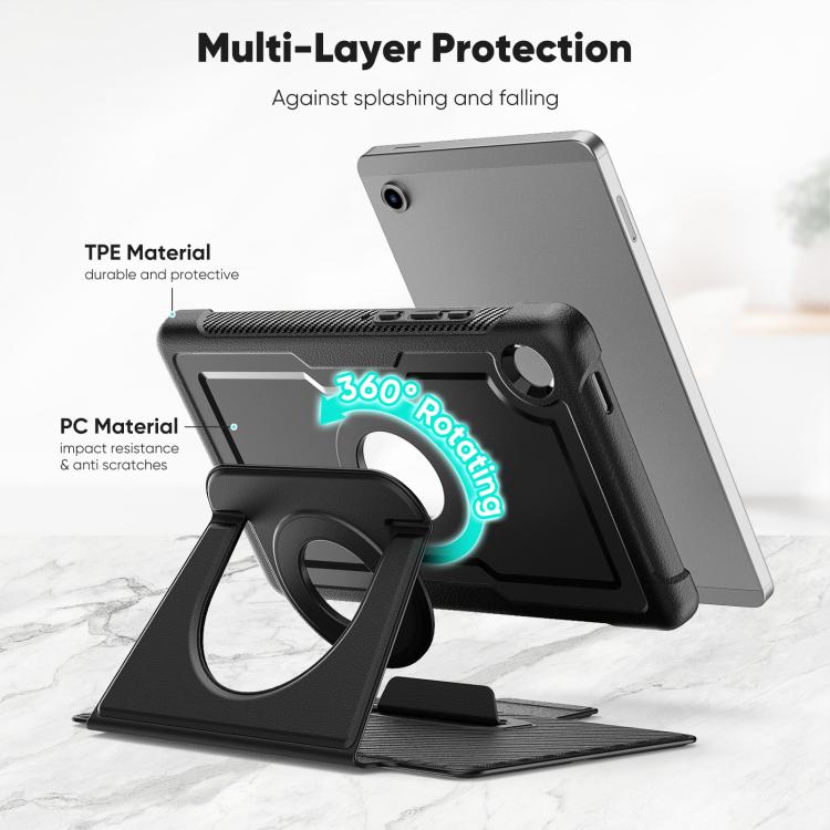 For Samsung Galaxy Tab A11 / A9 Honeycomb Magnetic Rotation Holder Leather Smart Tablet Case