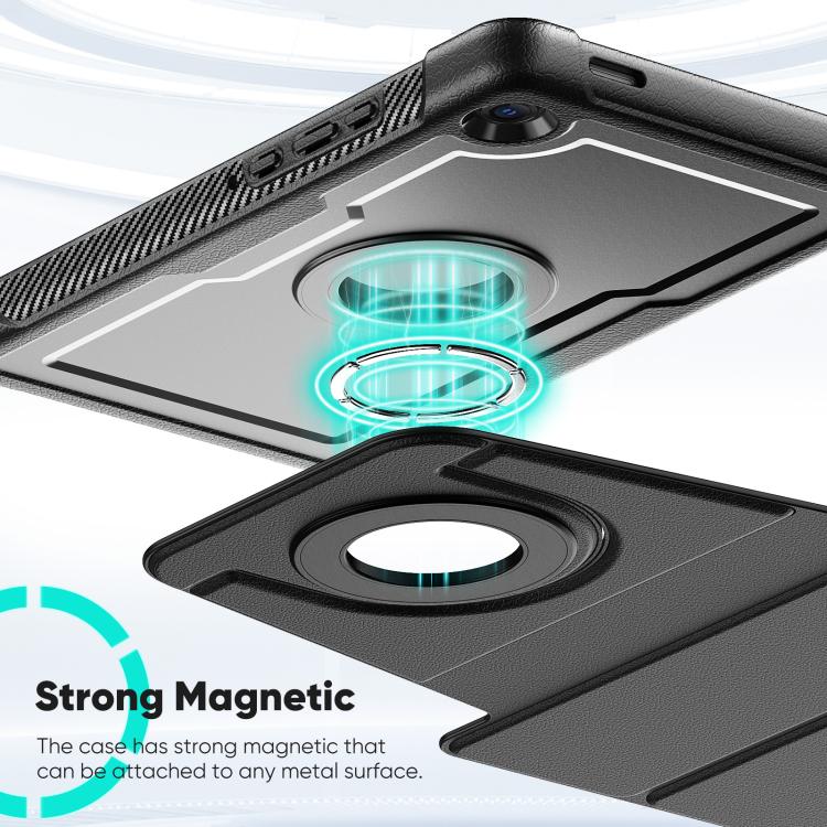 For Samsung Galaxy Tab A11 / A9 Honeycomb Magnetic Rotation Holder Leather Smart Tablet Case