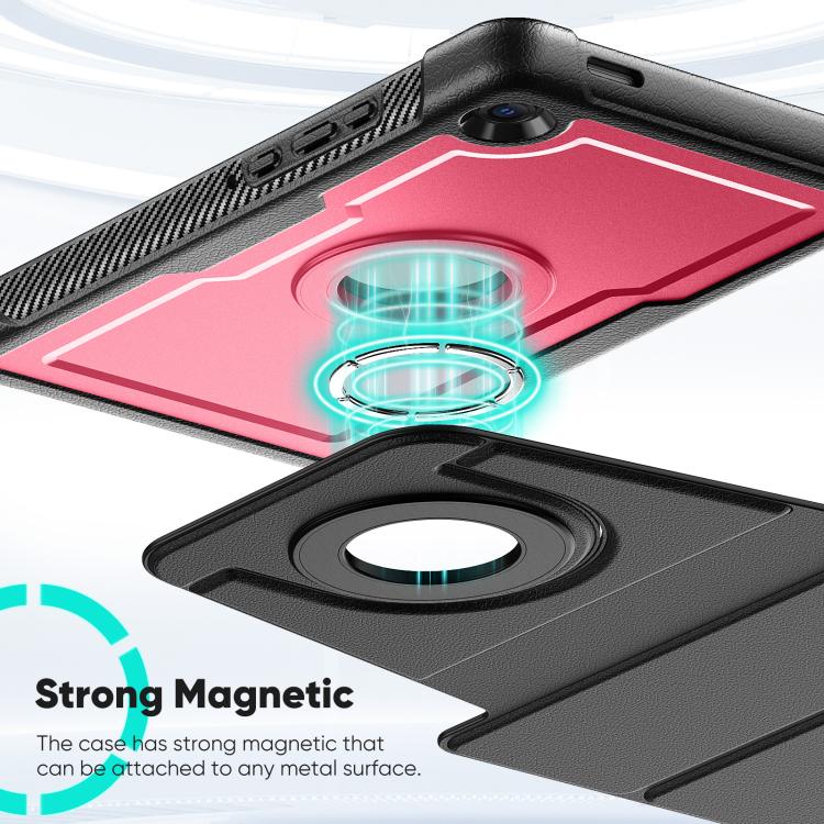 For Samsung Galaxy Tab A11 / A9 Honeycomb Magnetic Rotation Holder Leather Smart Tablet Case