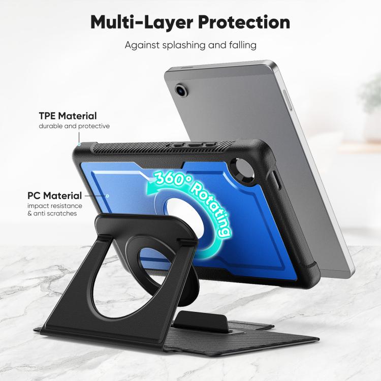 For Samsung Galaxy Tab A11 / A9 Honeycomb Magnetic Rotation Holder Leather Smart Tablet Case
