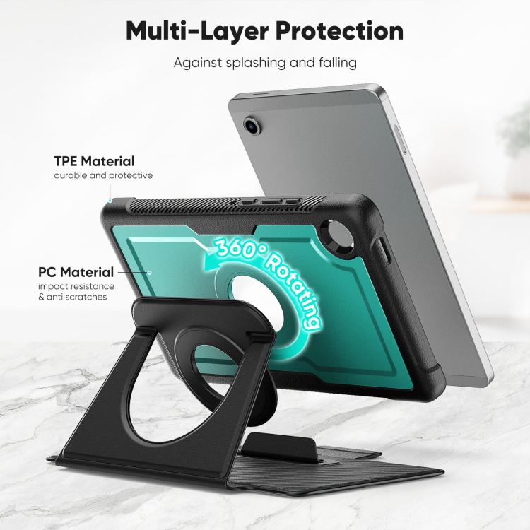 For Samsung Galaxy Tab A11 / A9 Honeycomb Magnetic Rotation Holder Leather Smart Tablet Case