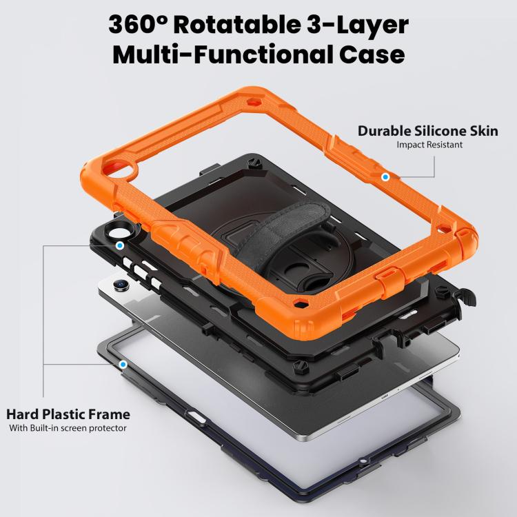 For Samsung Galaxy Tab A11+ / A9+ Silicone Hybrid PC Tablet Case with Shoulder Strap