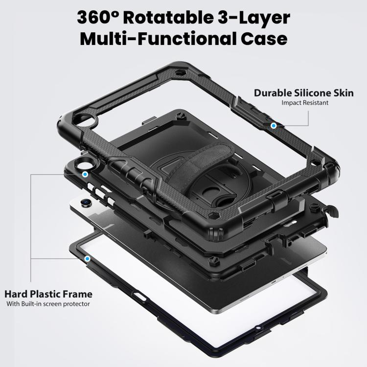 For Samsung Galaxy Tab A11+ / A9+ Silicone Hybrid PC Tablet Case with Shoulder Strap