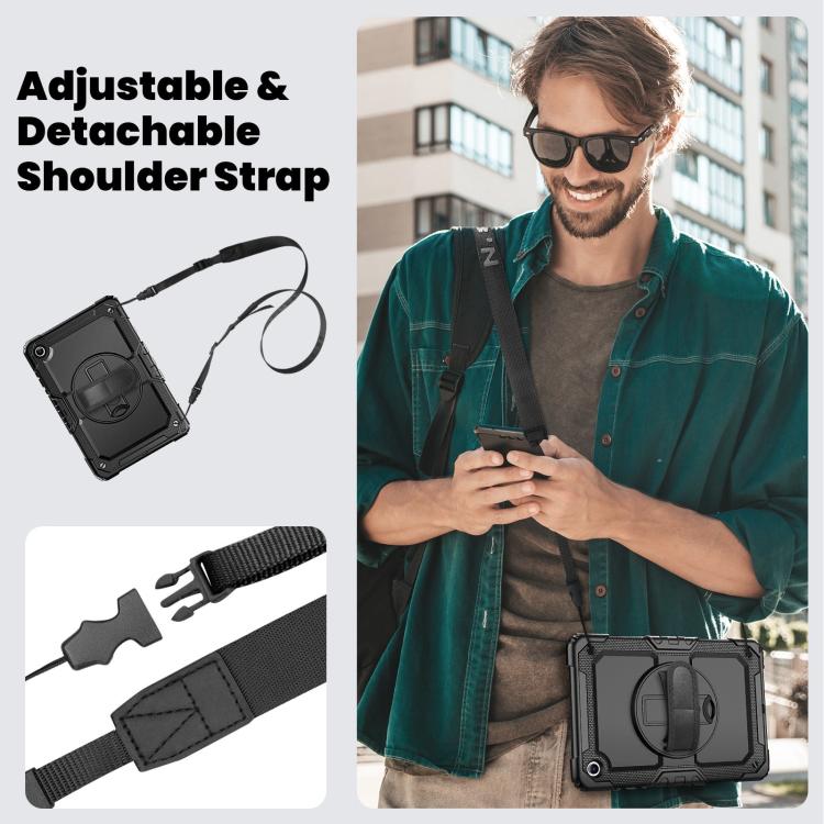 For Samsung Galaxy Tab A11+ / A9+ Silicone Hybrid PC Tablet Case with Shoulder Strap