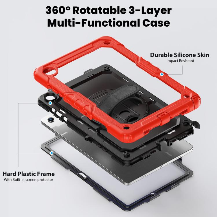 For Samsung Galaxy Tab A11+ / A9+ Silicone Hybrid PC Tablet Case with Shoulder Strap