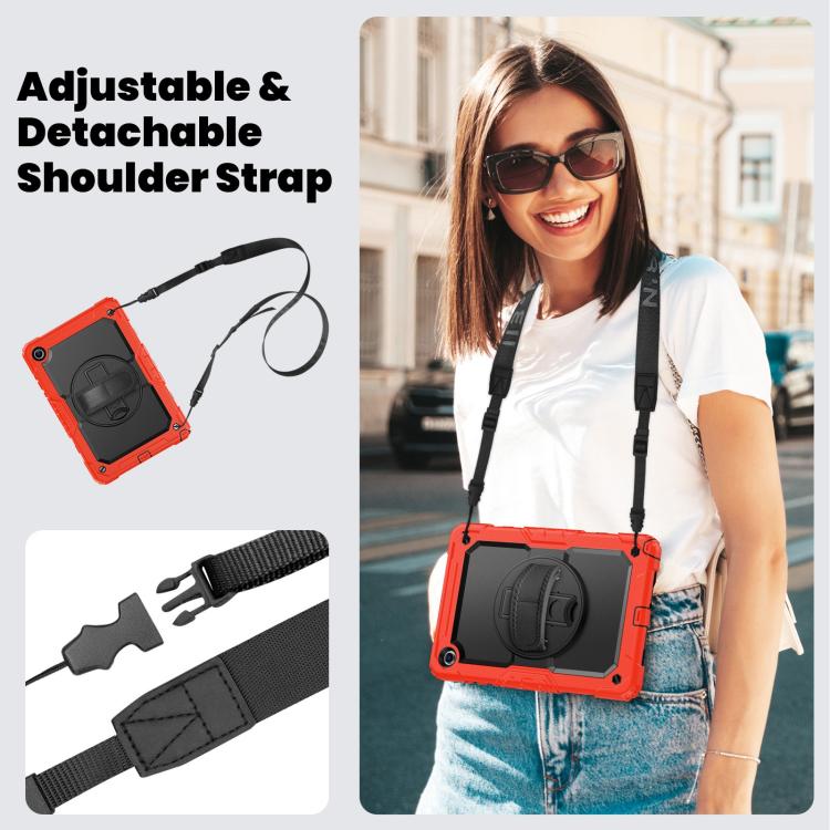 For Samsung Galaxy Tab A11+ / A9+ Silicone Hybrid PC Tablet Case with Shoulder Strap