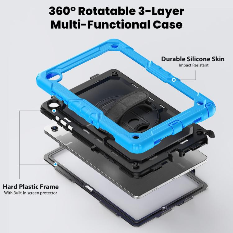 For Samsung Galaxy Tab A11+ / A9+ Silicone Hybrid PC Tablet Case with Shoulder Strap