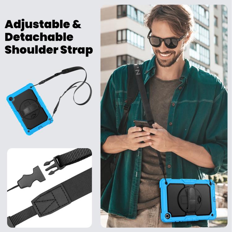 For Samsung Galaxy Tab A11+ / A9+ Silicone Hybrid PC Tablet Case with Shoulder Strap