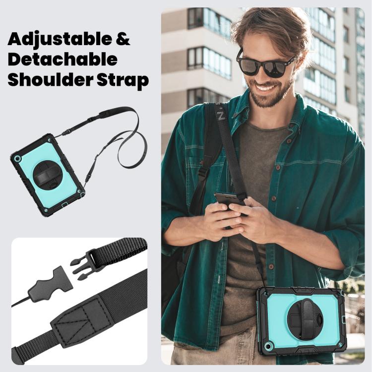 For Samsung Galaxy Tab A11+ / A9+ Silicone Hybrid PC Tablet Case with Shoulder Strap