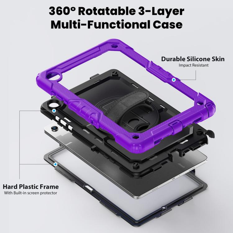 For Samsung Galaxy Tab A11+ / A9+ Silicone Hybrid PC Tablet Case with Shoulder Strap