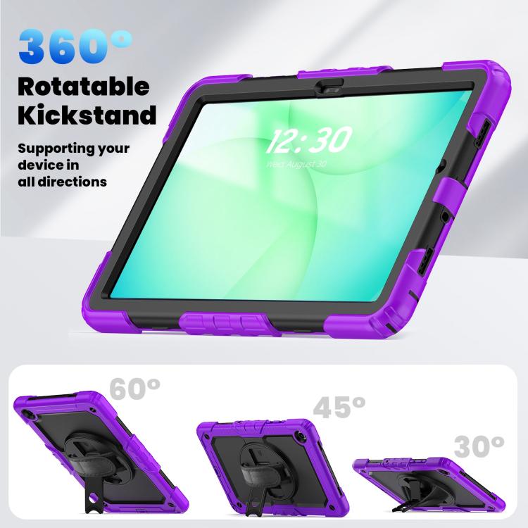 For Samsung Galaxy Tab A11+ / A9+ Silicone Hybrid PC Tablet Case with Shoulder Strap