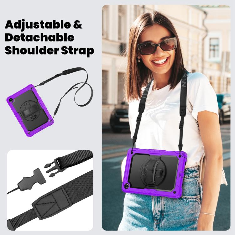 For Samsung Galaxy Tab A11+ / A9+ Silicone Hybrid PC Tablet Case with Shoulder Strap