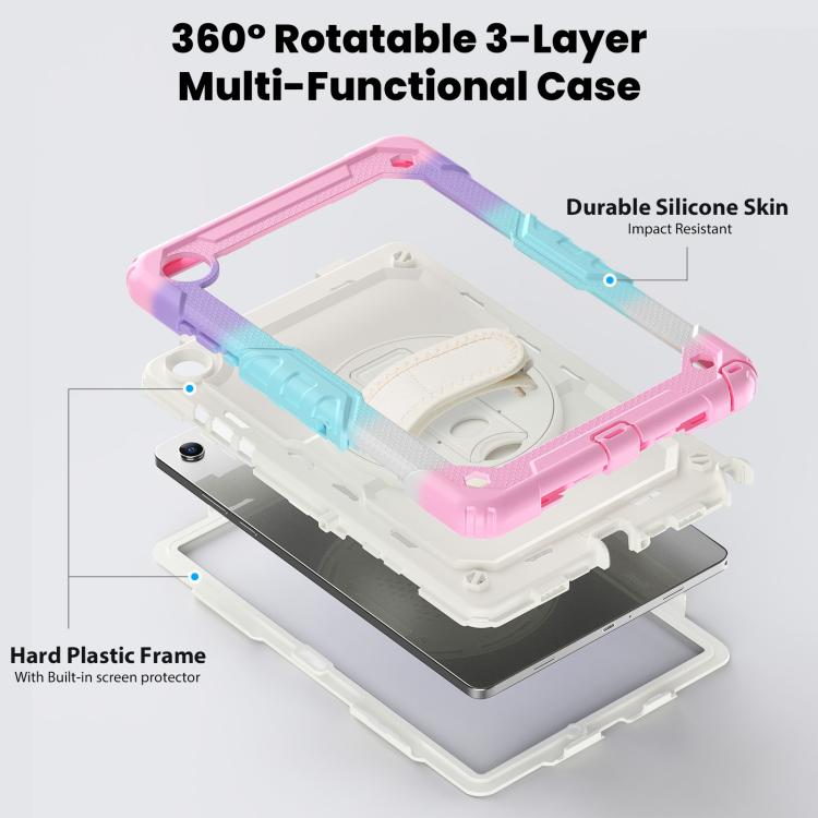 For Samsung Galaxy Tab A11+ / A9+ Silicone Hybrid PC Tablet Case with Shoulder Strap