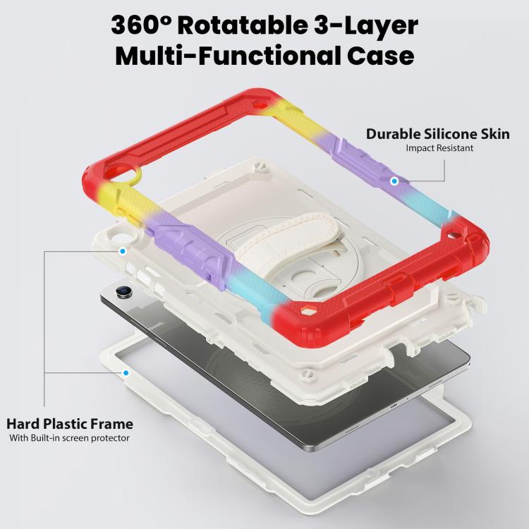 For Samsung Galaxy Tab A11+ / A9+ Silicone Hybrid PC Tablet Case with Shoulder Strap