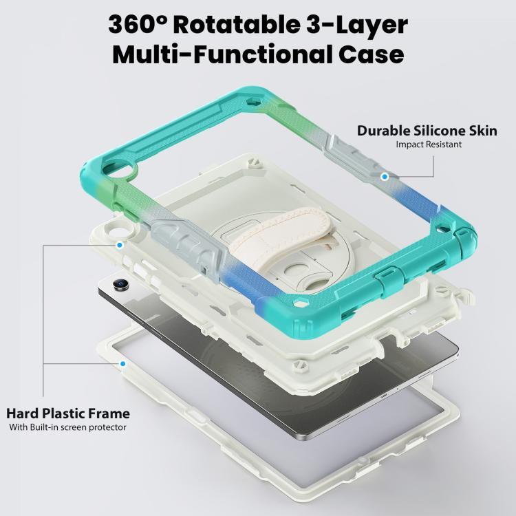 For Samsung Galaxy Tab A11+ / A9+ Silicone Hybrid PC Tablet Case with Shoulder Strap