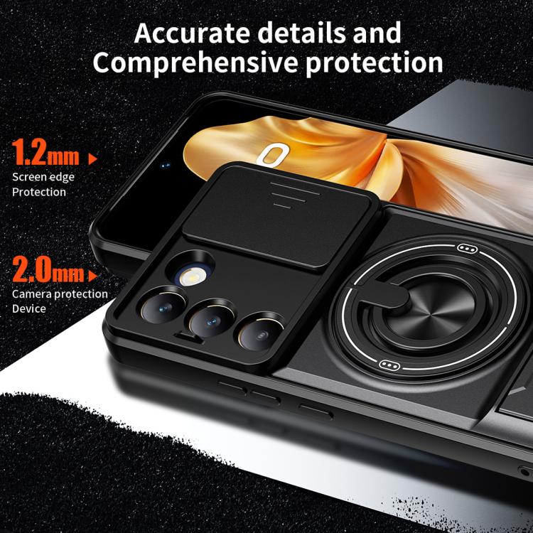 For vivo V30 Lite 5G Lens Sliding Window Multifunctional Magnetic Shockproof Phone Case