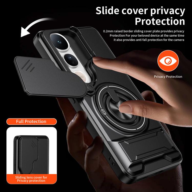 For vivo V50 Lite 5G Lens Sliding Window Multifunctional Magnetic Shockproof Phone Case