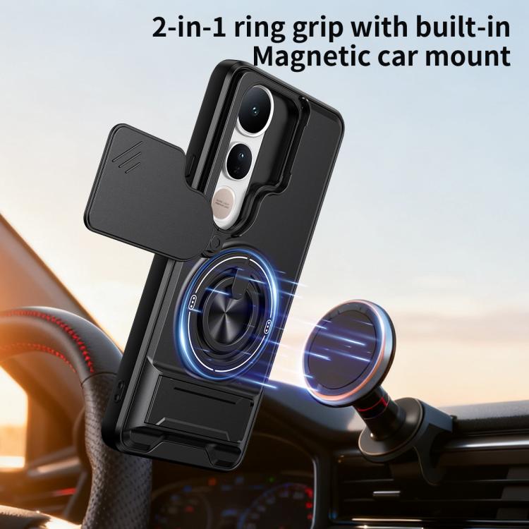 For vivo V50 Lite 5G Lens Sliding Window Multifunctional Magnetic Shockproof Phone Case