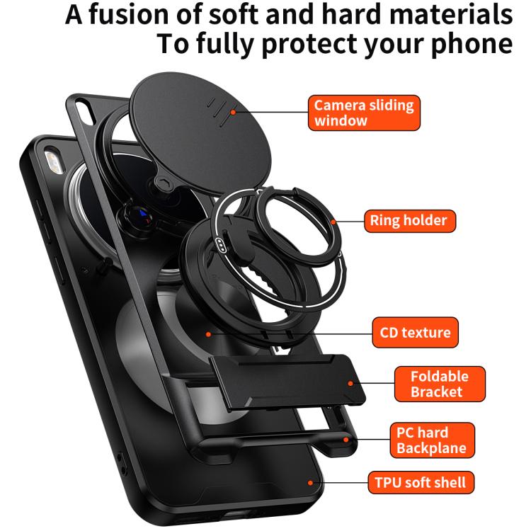 For vivo X300 Pro 5G Lens Sliding Window Multifunctional Magnetic Shockproof Phone Case