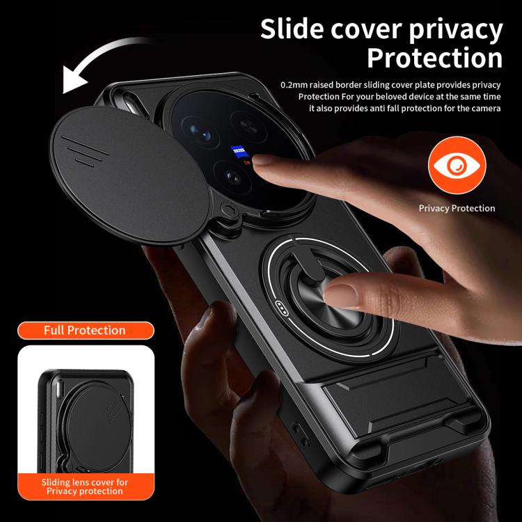 For vivo X300 Pro 5G Lens Sliding Window Multifunctional Magnetic Shockproof Phone Case