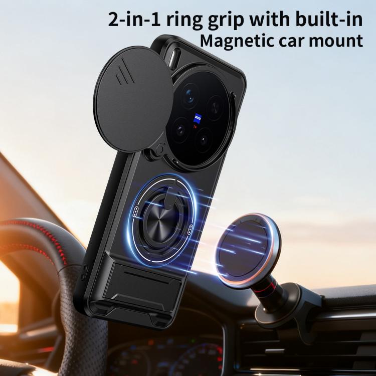 For vivo X300 Pro 5G Lens Sliding Window Multifunctional Magnetic Shockproof Phone Case