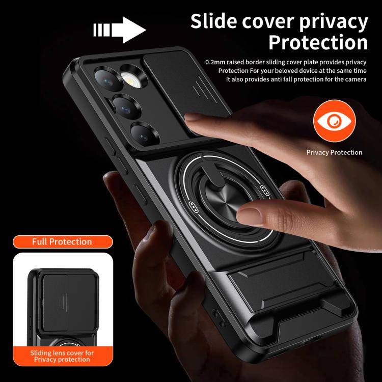 For vivo Y100 5G / V30 Lite 5G Lens Sliding Window Multifunctional Magnetic Shockproof Phone Case
