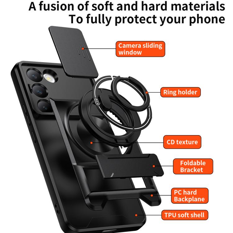 For vivo Y100 5G / V30 Lite 5G Lens Sliding Window Multifunctional Magnetic Shockproof Phone Case