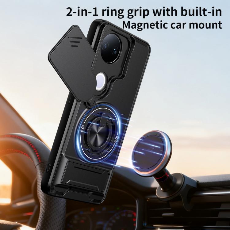 For vivo V50 5G Lens Sliding Window Multifunctional Magnetic Shockproof Phone Case