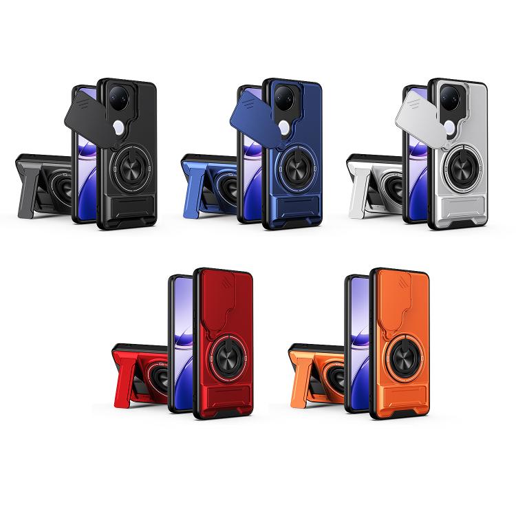 For vivo V50 5G Lens Sliding Window Multifunctional Magnetic Shockproof Phone Case