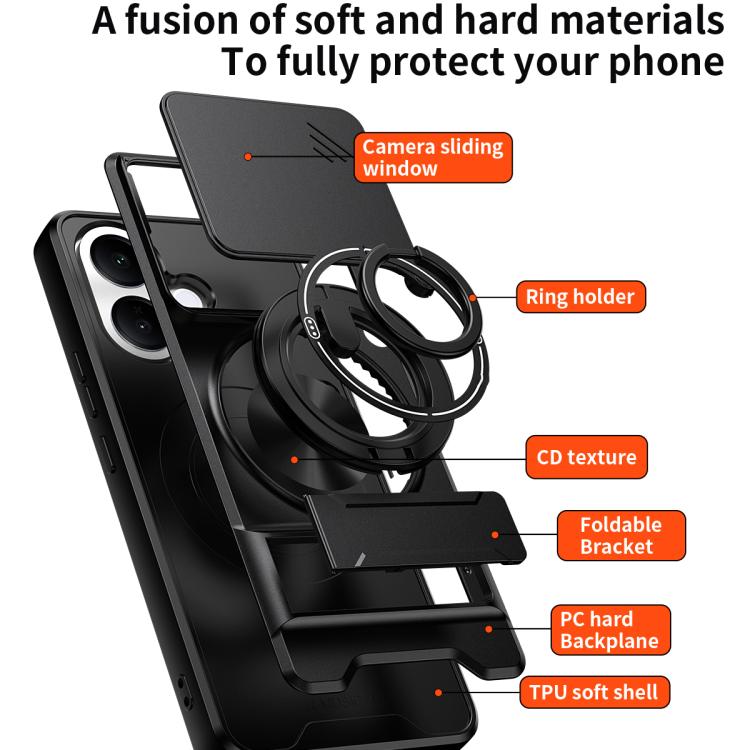 For vivo V60 Lite 4G / 5G Lens Sliding Window Multifunctional Magnetic Shockproof Phone Case