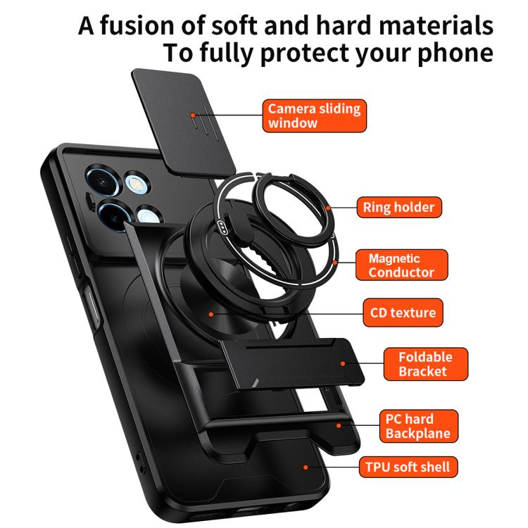For vivo Y38 5G Lens Sliding Window Multifunctional Magnetic Shockproof Phone Case