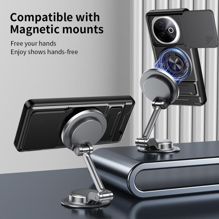 For vivo Y39 5G Lens Sliding Window Multifunctional Magnetic Shockproof Phone Case