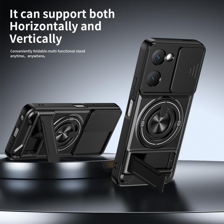For vivo Y03 4G Lens Sliding Window Multifunctional Magnetic Shockproof Phone Case