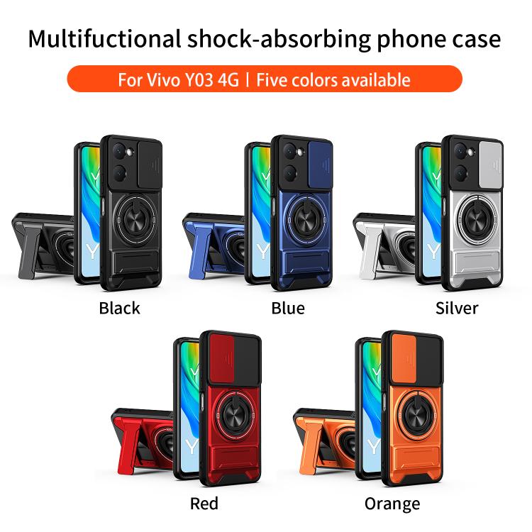 For vivo Y03 4G Lens Sliding Window Multifunctional Magnetic Shockproof Phone Case