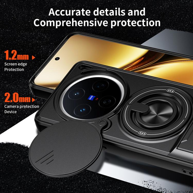 For vivo X200 5G Lens Sliding Window Multifunctional Magnetic Shockproof Phone Case