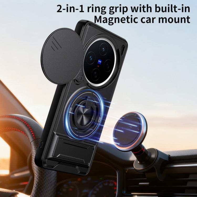For vivo X200 5G Lens Sliding Window Multifunctional Magnetic Shockproof Phone Case