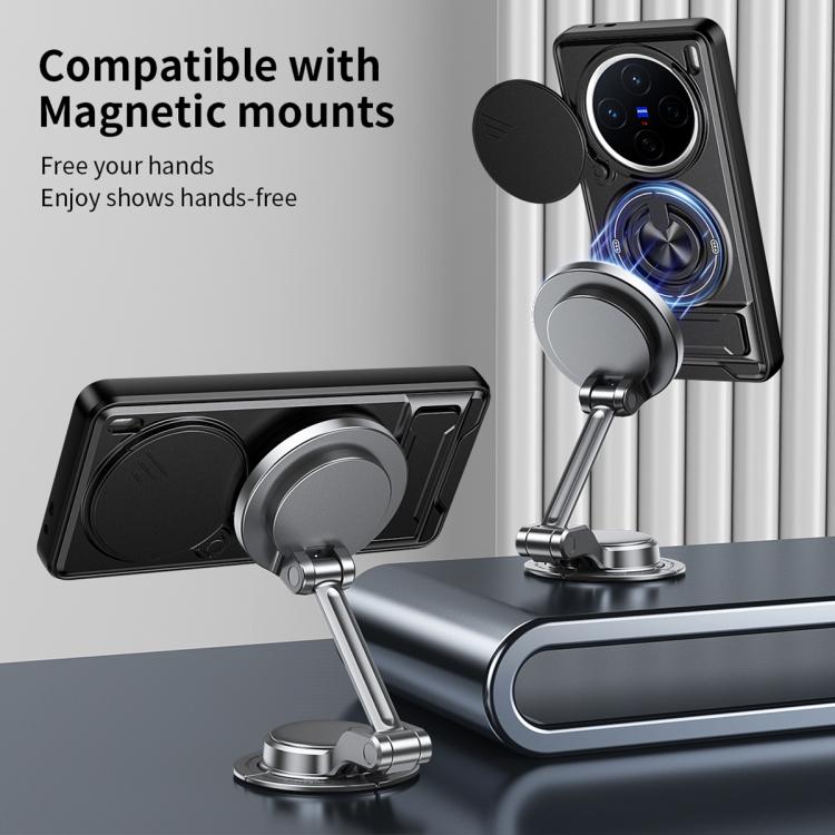 For vivo X200 5G Lens Sliding Window Multifunctional Magnetic Shockproof Phone Case