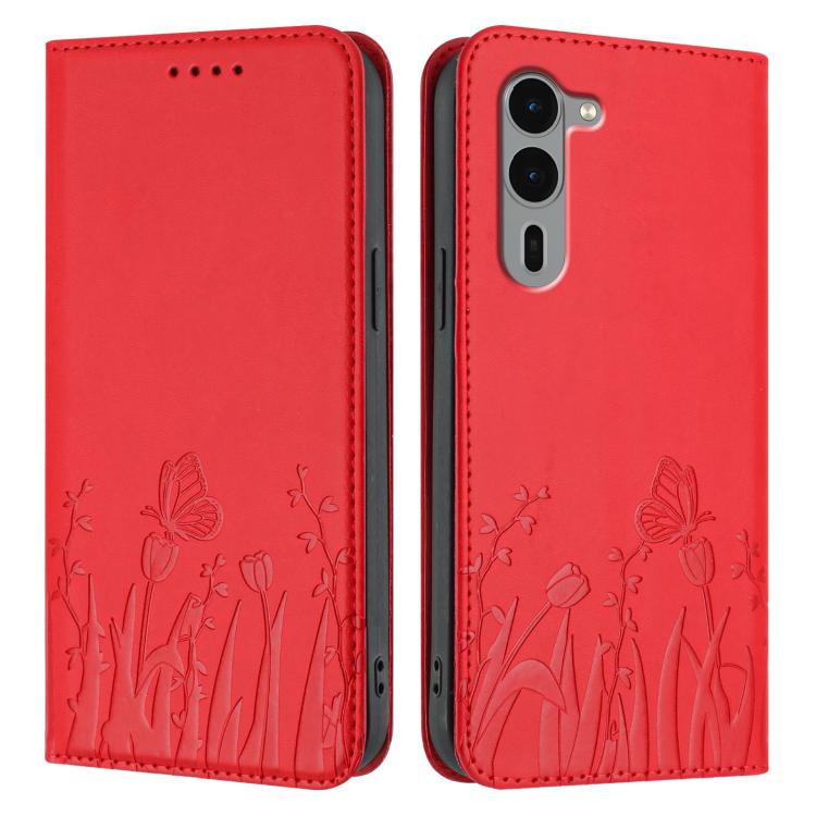 For Fujitsu Arrows We2 Plus Tulips Butterfly Pattern Magnetic Vegan Leather Phone Case