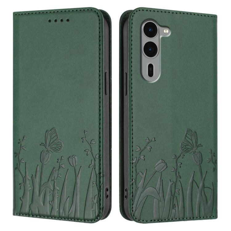 For Fujitsu Arrows We2 Plus Tulips Butterfly Pattern Magnetic Vegan Leather Phone Case
