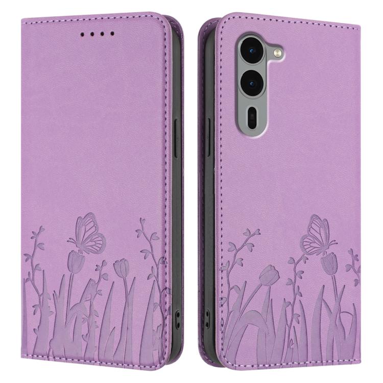 For Fujitsu Arrows We2 Plus Tulips Butterfly Pattern Magnetic Vegan Leather Phone Case